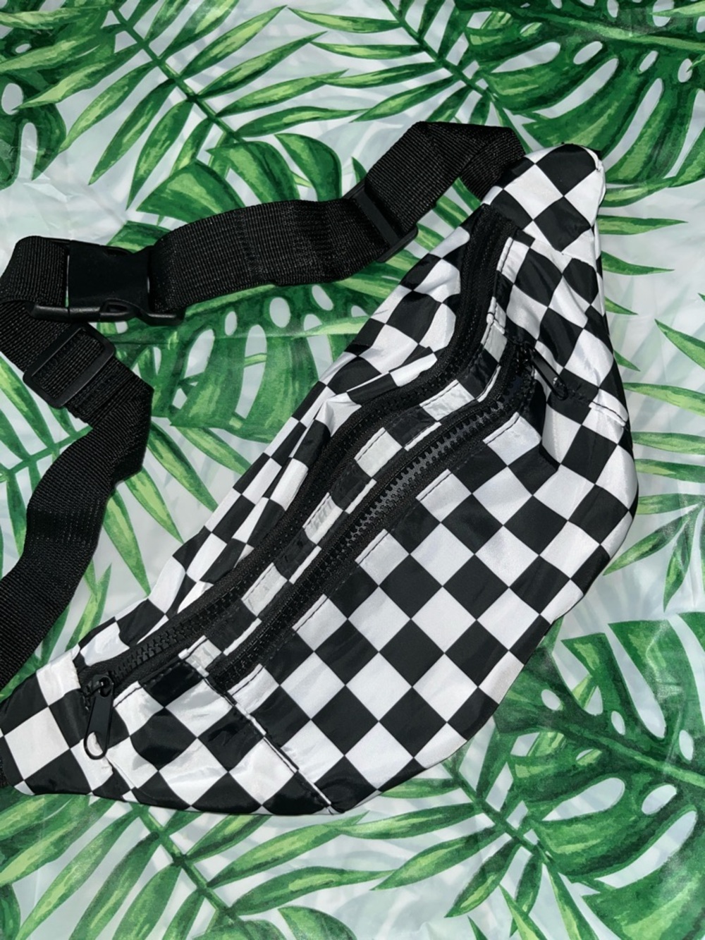 Black & White Checkered Fanny Pack